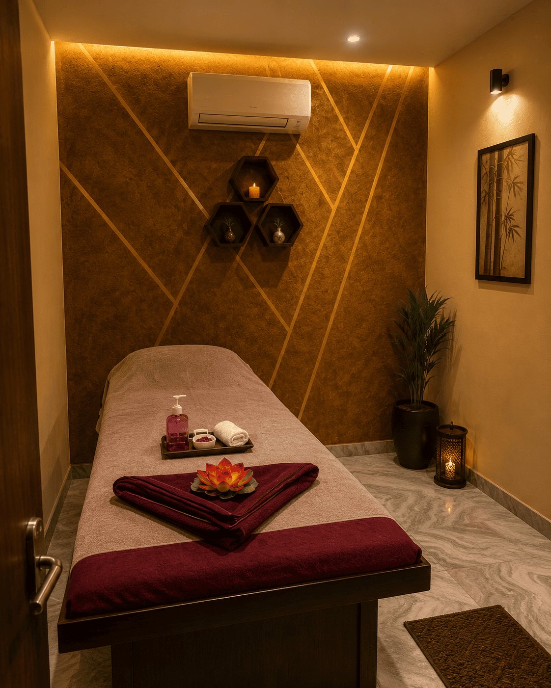 Luxury spa therapy room interior